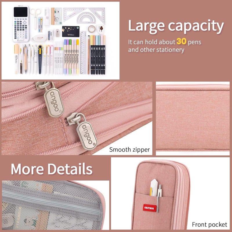 EASTHILL Big Capacity Pencil Case Large Pencil Pouch Stationery Pen Bag for Teen Girls-Deep Pink - Image 5
